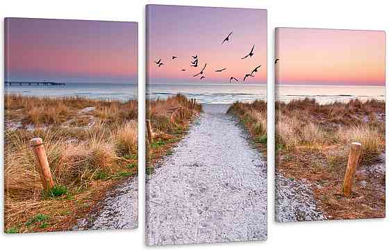 Модульная картина в гостиную / спальню  Пляж з чайками Art-596_3 100x150 см Киев