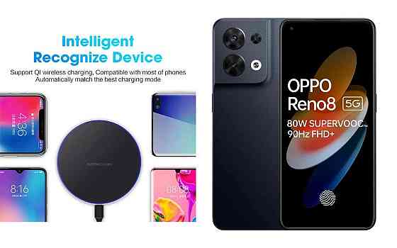 Бездротовий зарядний пристрій Copper до 30W для Motorola Edge 40, Edge 40 Pro, USB-C, LED Київ