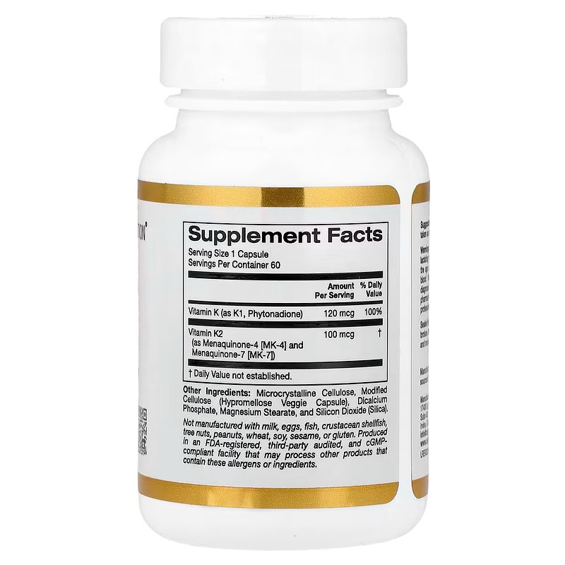 Комплекс вітамінів групи K California Gold Nutrition Vitamin K Complex, 60 Veggie Capsules Луцьк - фото 2