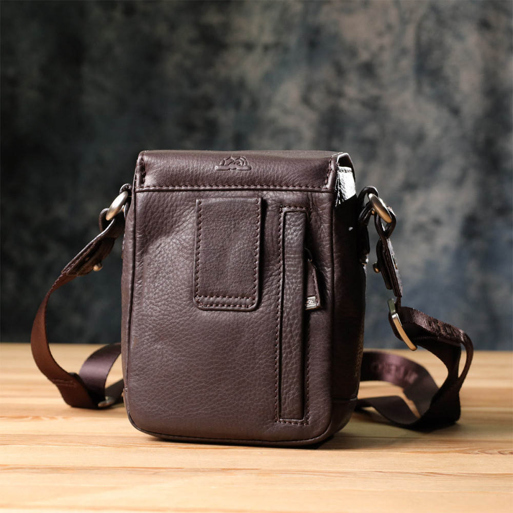 Компактная мужская сумка из мягкой натуральной кожи Tony Perotti 20844_1 (9027-12.5 moro) Коричневый Киев - изображение 10