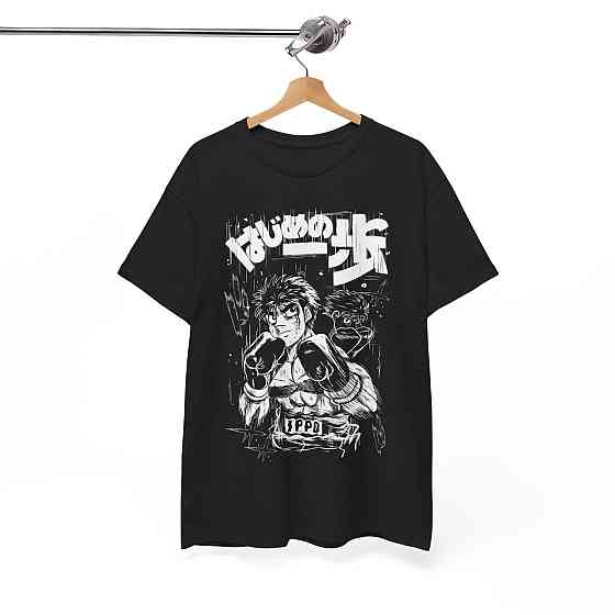 Футболка для хлопчика з аніме принтом Хаджіме Но Іппо Камогава оверсайз (зріст від 165 до 180) Чорний AnimeJ0198m Дніпро