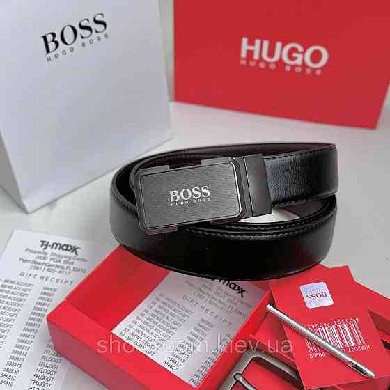 УЦІНКА!!! Чоловічий шкіряний ремінь з двома пряжками, подарункове упакування HB (219) Київ