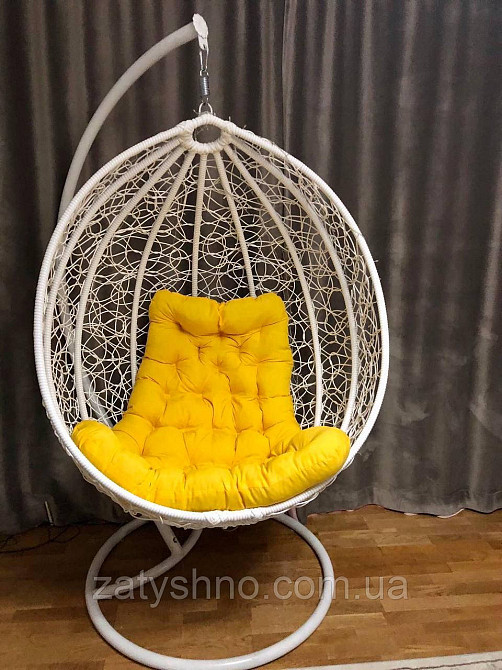 Біле крісло кокон з м'якою подушкою Київ - фото 1