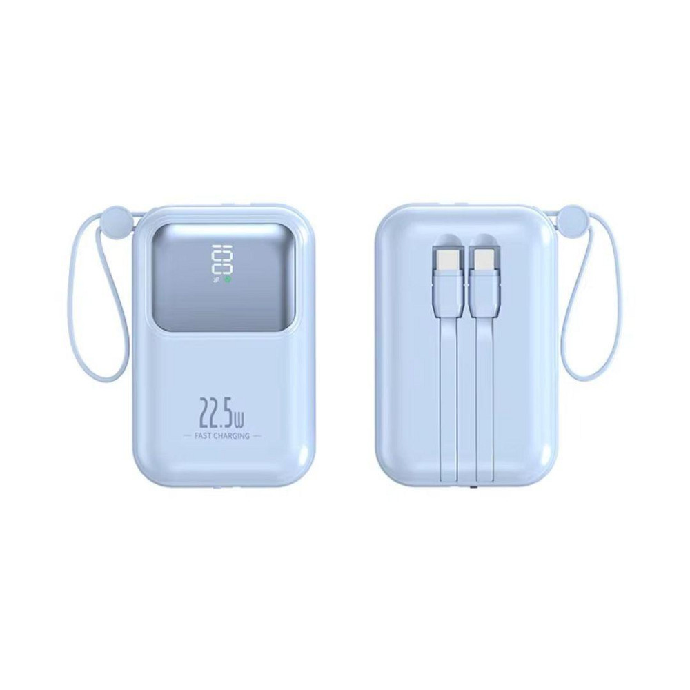 Павербанк 10000мАг з швидкою зарядкою 22.5Вт і вбудованими кабелями Type-C/Lightning/USB, Powerbank 22.5Вт Blue Кам'янець-Подільський - фото 7