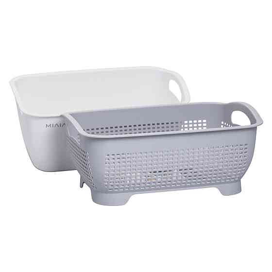 Корзина-друшлак 2 в 1 для мытья овощей, фруктов и зелени 29.5×21×11 (см) Белый HP-45-6W Киев