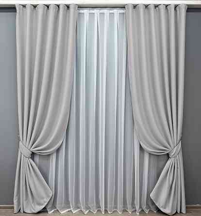 Комплект готовых штор VR-Textil Блэкаут двусторонний Eclipsе № 1791ш Светло-серый 200х270 см 2 шт (32-108) Киев