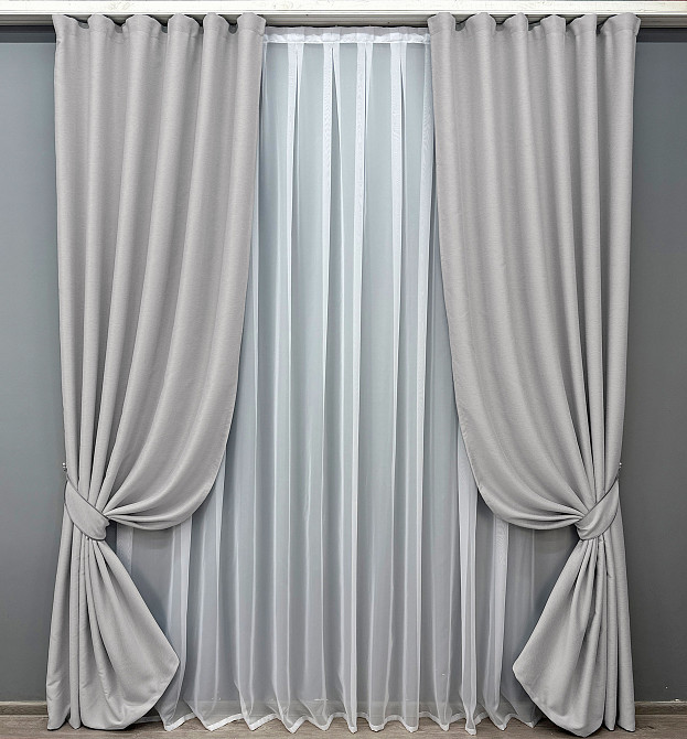 Комплект готовых штор VR-Textil Блэкаут двусторонний Eclipsе № 1791ш Светло-серый 200х270 см 2 шт (32-108) Киев - изображение 2