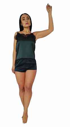 Шовкова піжама із шортами Зелений 50 Харків