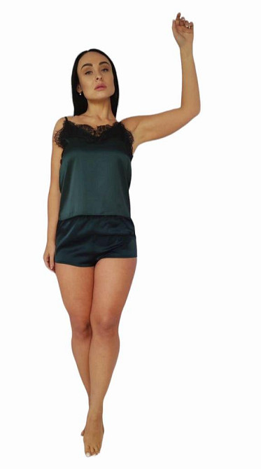 Шовкова піжама із шортами Зелений 50 Харків - фото 3