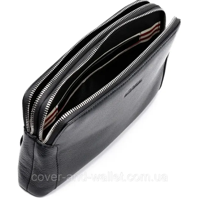 Солідна чоловіча барсетка на дві блискавки із натуральної шкіри Marco Coverna MC 8747-3 Black Київ - фото 3