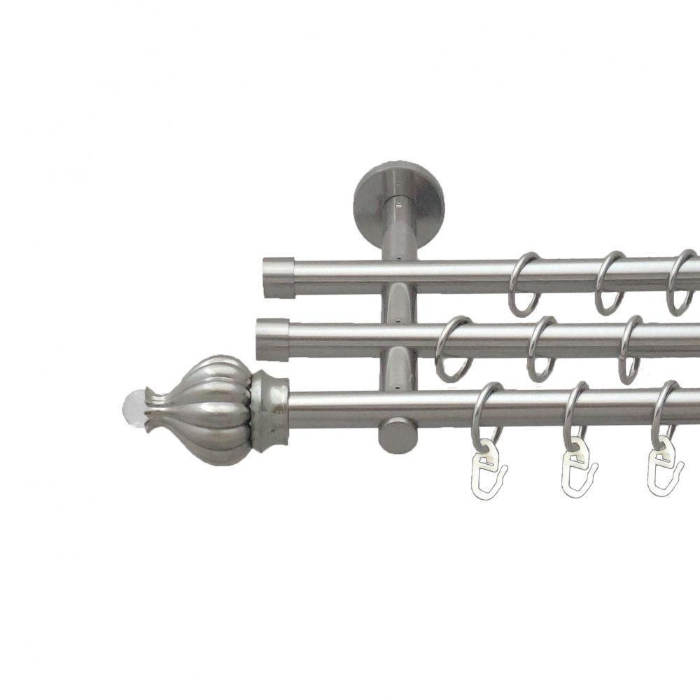 Карниз Orvit Таджа-Кристал металевий трирядний циліндр (20 см) гладка труба кільце металеве Нержавіюча Сталь Львов - изображение 1