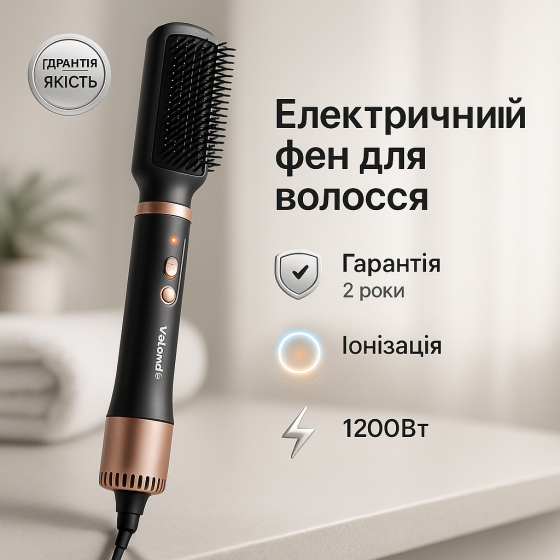 Фен профессиональный домашний для волос ViLgrand, Фен щетка для объема волос расческа объема AO-16 Львов