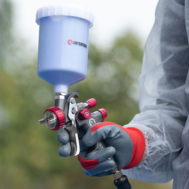 Рукавичка трикотажна з покриттям з сірого нітрилу на долоні, синтетична, червона, 10