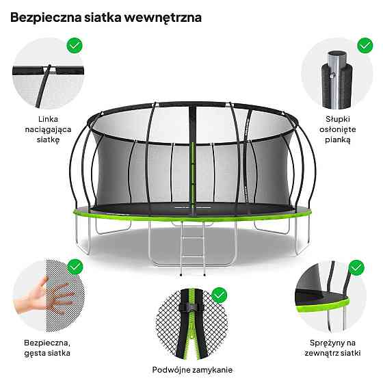 Батут Zipro Jump Pro Premium с внутренней сеткой 16 футов 496 см черно-зеленый Киев