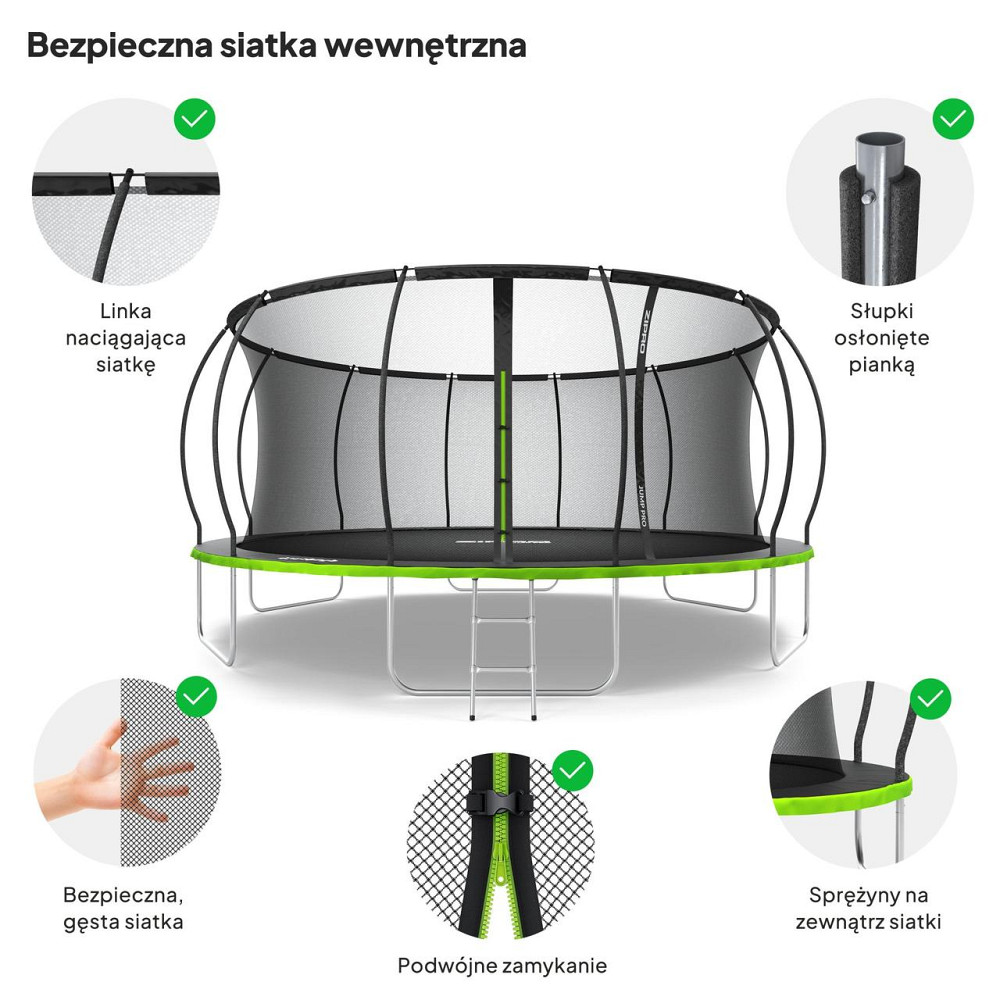 Батут Zipro Jump Pro Premium с внутренней сеткой 16 футов 496 см черно-зеленый Киев - изображение 5