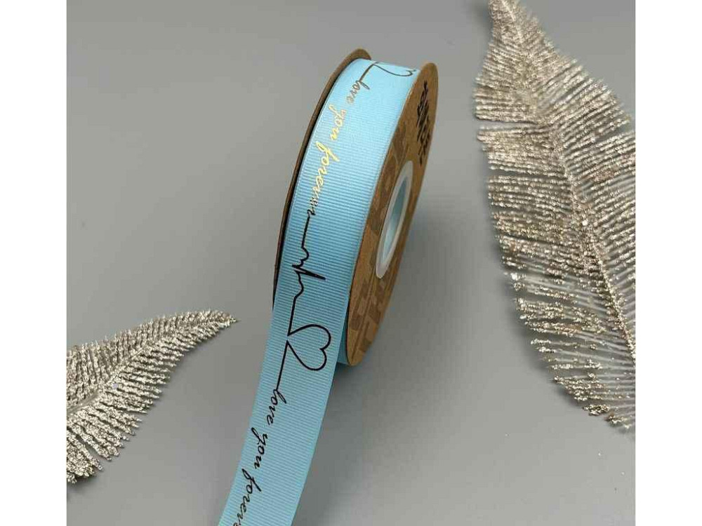 Стрічка репсова «Love you forever» 2,5см 29м арт.АБ-742 блакитний ТМ КИТАЙ Київ - фото 1
