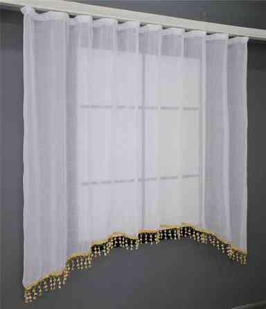 Кухонна арка VR-Textil № 000к з бахромою білий із золотистим 260х160 см (51-187) Київ