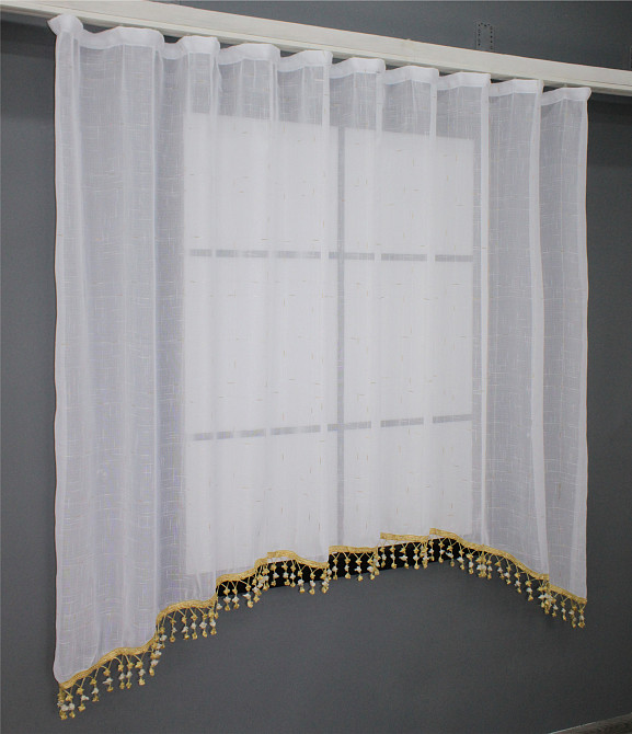 Кухонна арка VR-Textil № 000к з бахромою білий із золотистим 260х160 см (51-187) Київ - фото 2