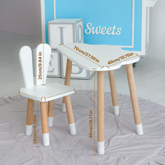 Дитячий меблевий набір: стіл-хмарка та стілець-зайчик Київ