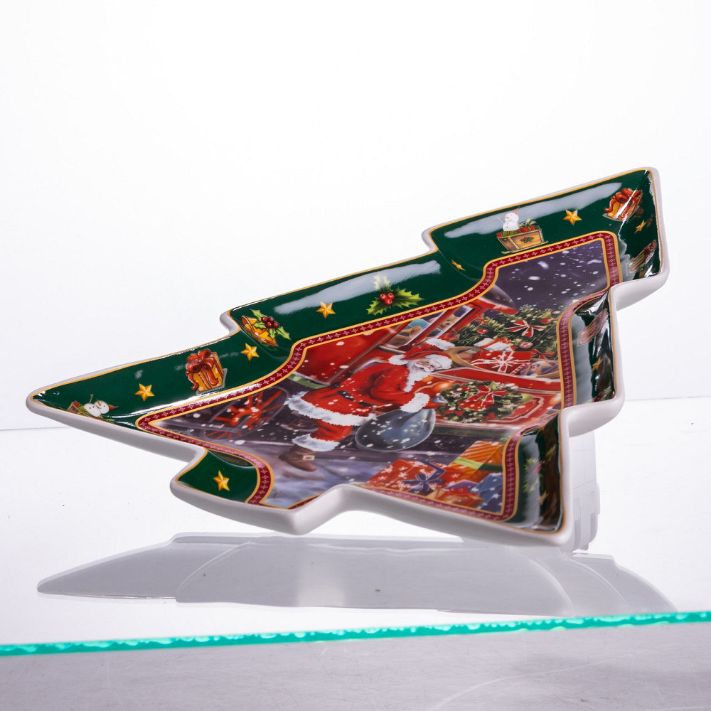 Сервірувальне новорічне блюдо для закусок з порцеляни Santa 29×24×2 (см) HP-SDHK-18 Київ - фото 2