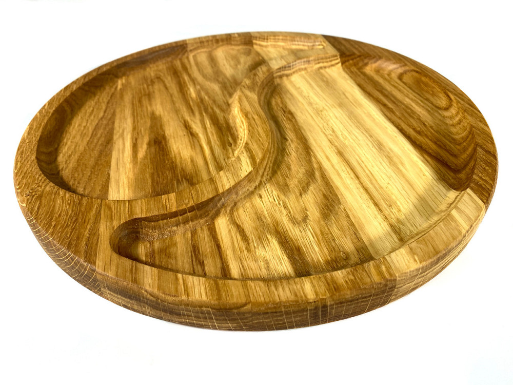 Деревʼяна тарілка з натурального дерева діаметр 30 см, висота 2 см, тарілка для закусок Кам'янець-Подільський - фото 5