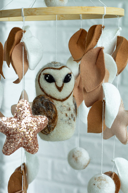 Дитячий музичний мобіль на ліжечко для немовлят WooolyWool «Сова» з 35 мелодіями Київ - фото 5