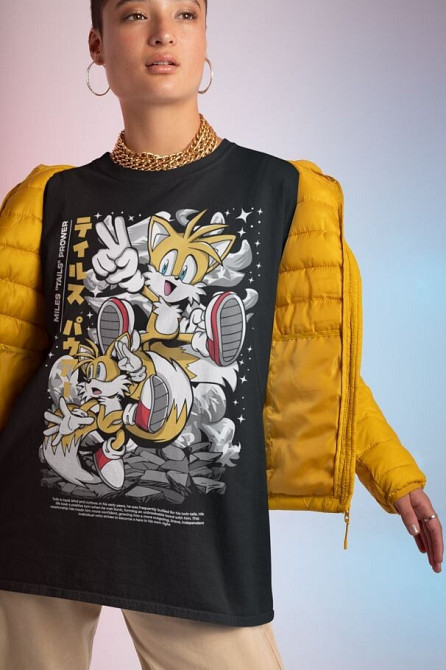 Футболка для хлопчика з аніме принтом Схадов Хедгехог Хероес Сонік оверсайз (зріст від 165 до 180) Чорний AnimeJ1083m Дніпро - фото 4