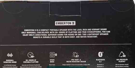 Bluetooth Колонка Marshall Emberton II Black & Brass.Оригінал Київ