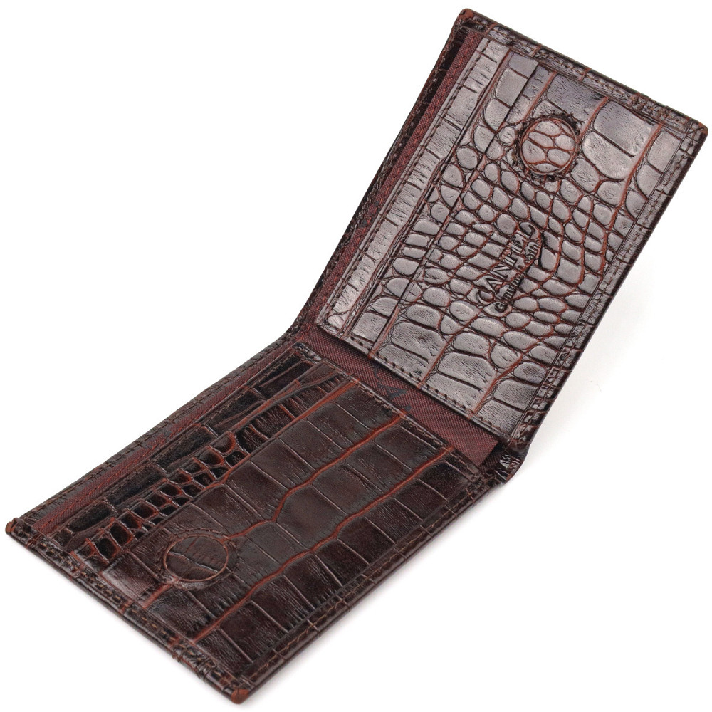 Зажим из натуральной фактурной кожи Коричневый (CANPELLINI) Киев - изображение 10