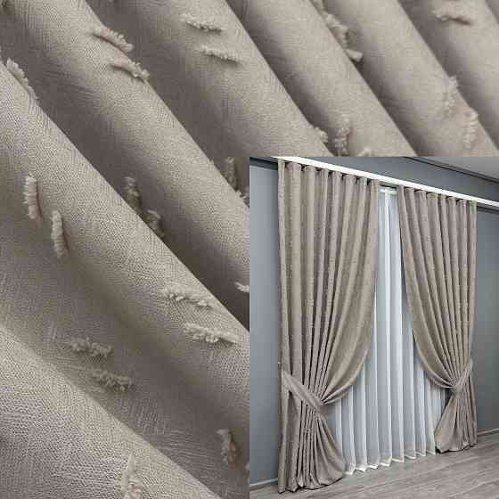 Комплект штор VR-Textil Лен Букле № 1884ш Тауп 200х270 см 2 шт (32-239) Киев