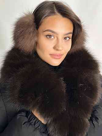 Жіноча куртка пуффер з натуральним хутром песця Чорний XS Харків