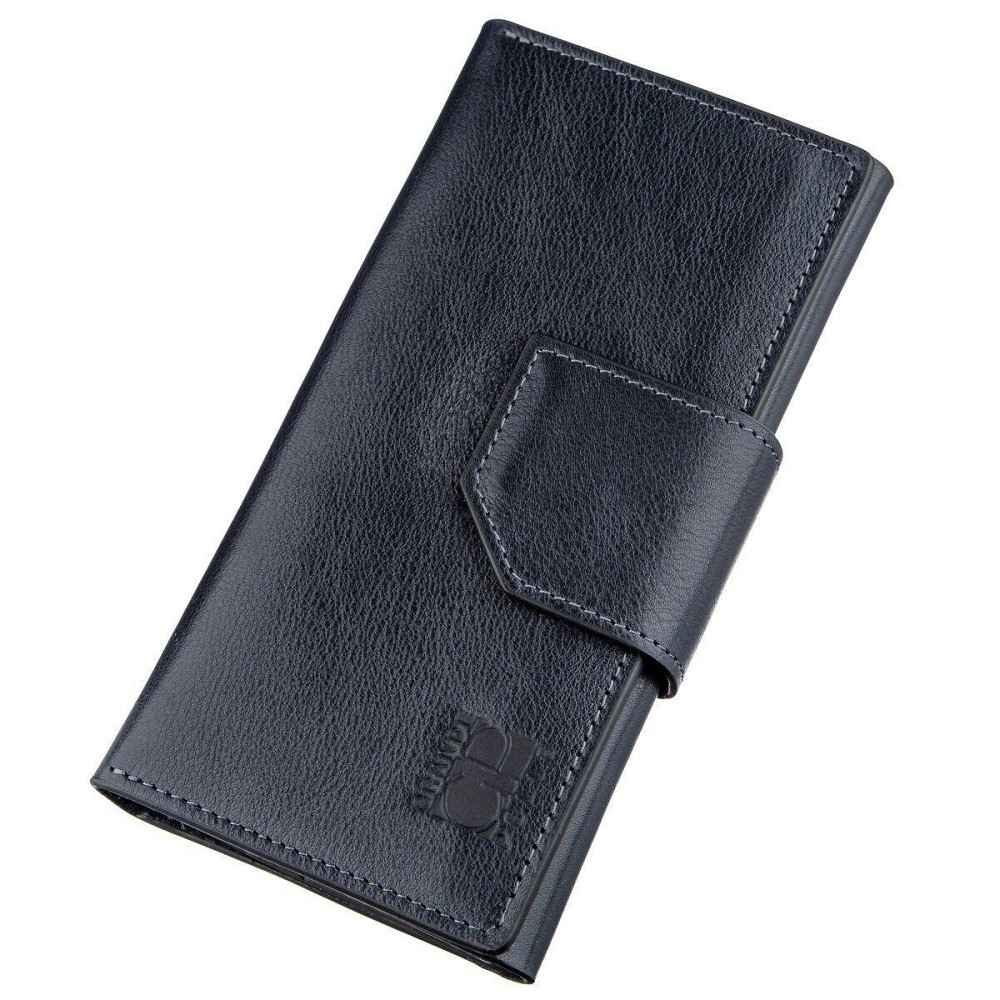 Добротний вертикальний клатч унісекс на хлястику з магнітом Синій (GRANDE PELLE) Київ - фото 5