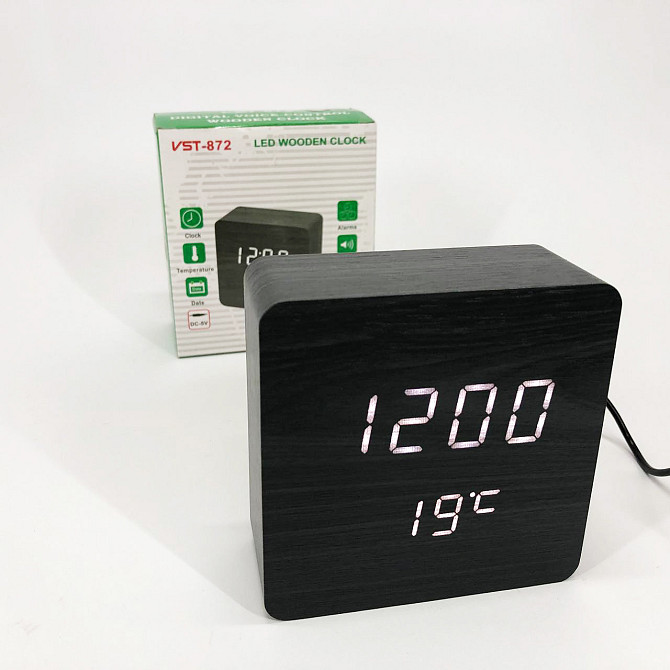 Настільний годинник з LED підсвічуванням VST-872-6, Годинник з дисплеєм температури і вологості повітря NI-87 Одеса - фото 3