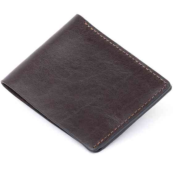 Стильное портмоне в гладкой коже GRANDE PELLE 11312 Коричневое Киев