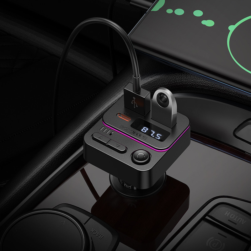 АЗП з FM-модулятором BOROFONE BC60 Hero 35W(1A1C) car BT FM transmitter Black Одеса - фото 9