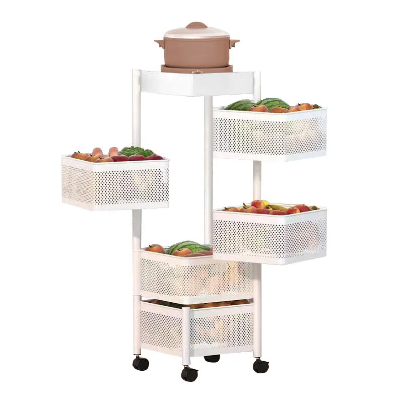 Металлическая полка этажерка, напольный стеллаж на колесах для хранения, белый цвет Каменец-Подольский - изображение 6