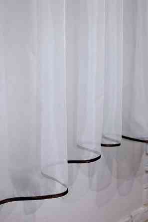 Кухонний комплект VR-Textil № 051к тюль і шторки з підв'язками венге з білим 280х170 см (50-491) Київ