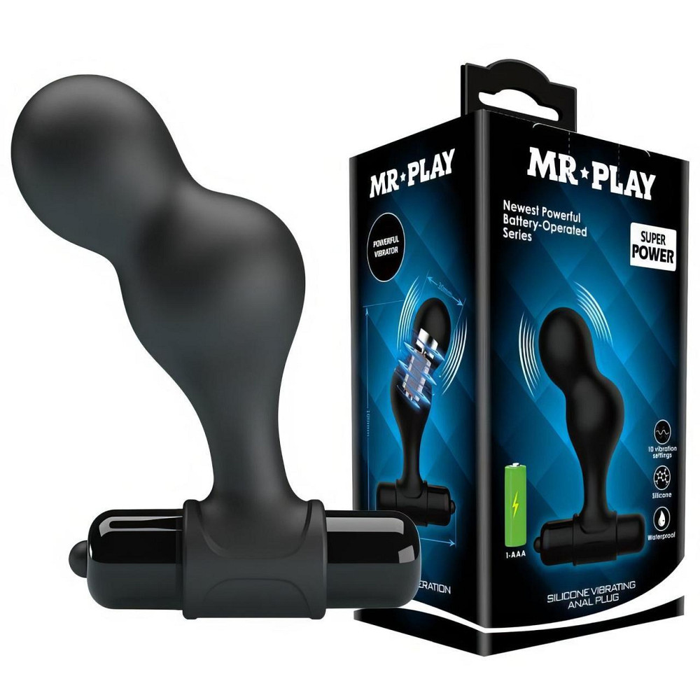 Анальный стимулятор с вибрацией Pretty Love MR PLAY, чёрный, 10 х 3 см Sex Aura Киев - изображение 1