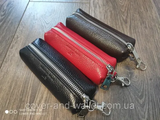 Черная ключница на молнии из натуральной кожи (тубус) ST Leather Киев