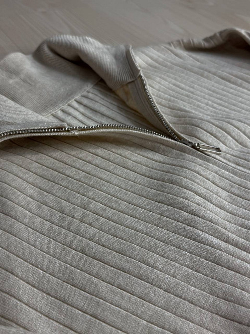 Костюм жіночий Joy One 376 вʼязаний в рубчик з кофтою на блискавці та брюками палаццо, бежевий, one size Київ - фото 14