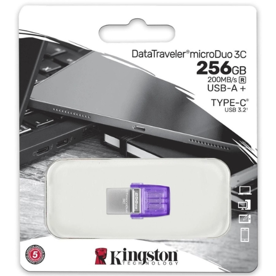 Флеш-накопичувач Kingston USB 3.2 DT microDuo 3C 256GB (Type-A/Type-C) (200Mb/s) Київ - фото 6