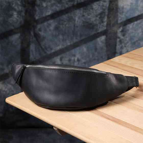 Надежная сумка бананка для мужчин из винтажной натуральной кожи Shvigel 23138 Черный Киев