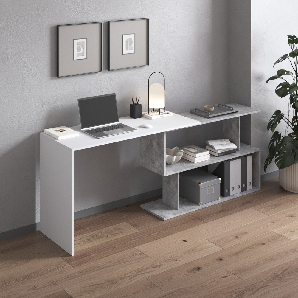 Cтол компьютерный VAYS поворотный письменный cтол трансформер M-41 Белый-Бетон Львов - изображение 2