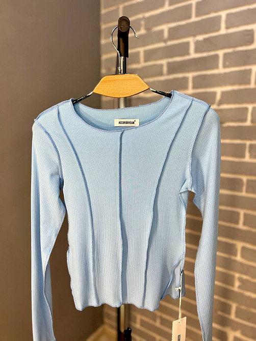Реглан женский ACCORDDREAM 20530 лонгслив вывернутые швы рубчик, голубой, one size Киев - изображение 3