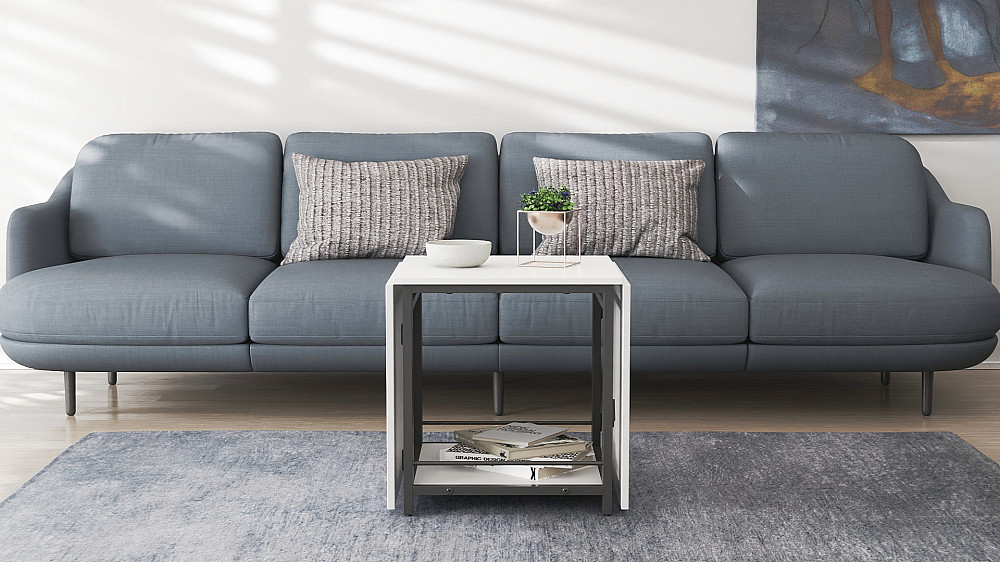 Стол журнальный трансформер Куб Комбо Ferrum-decor 540x532x500 Черный металл ДСП Белое 16 мм (FRD-105150) Львов - изображение 10