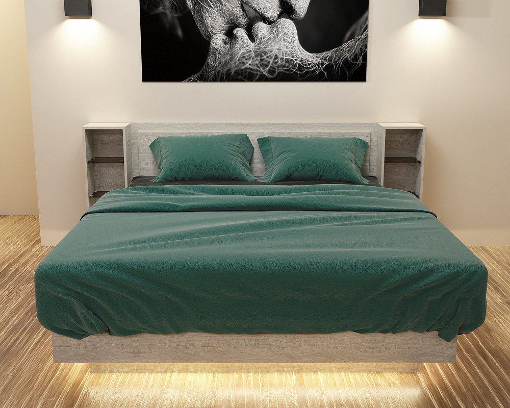 Кровать Кристалл №1 двуспальная, Дуб Шамоні Світлий, 2035х1976х850 Львов - изображение 3