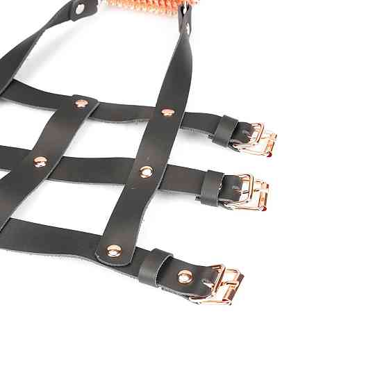 Кожаная портупея для голеностопа со шпорами Liebe Seele Leather High Heel Ankle Harness Rose Gold Sex Aura Киев