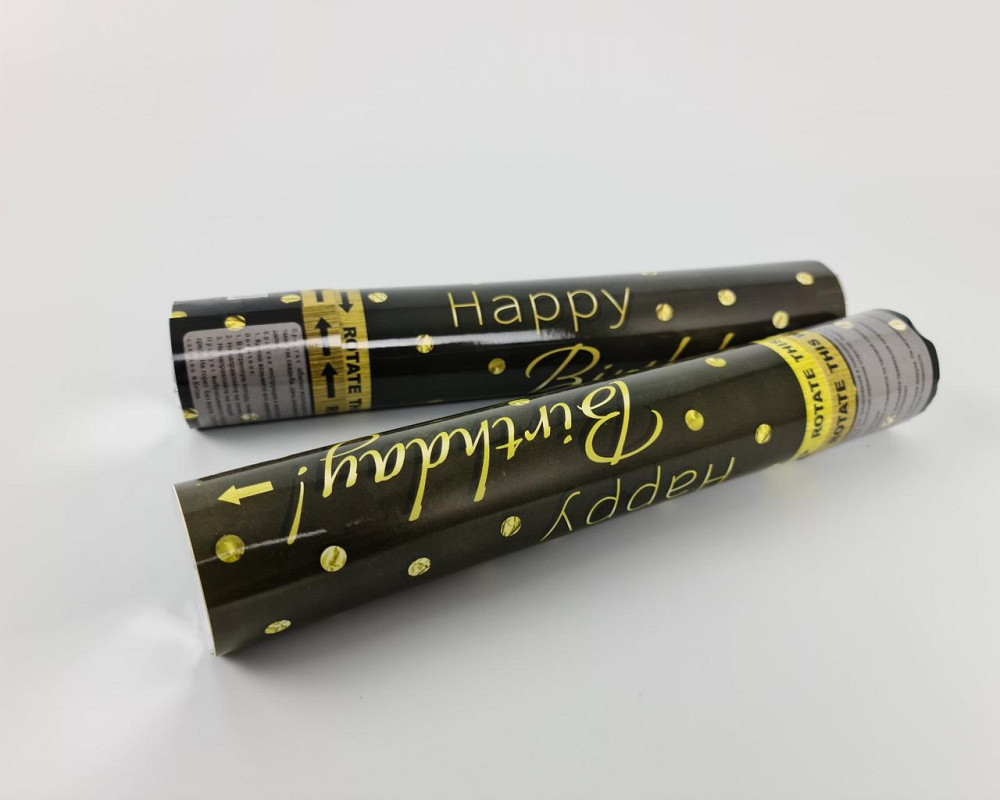 Хлопушка пневматическая Золотое на черном, длина 30 см 4830-14 (1 пачка) Харьков - изображение 3