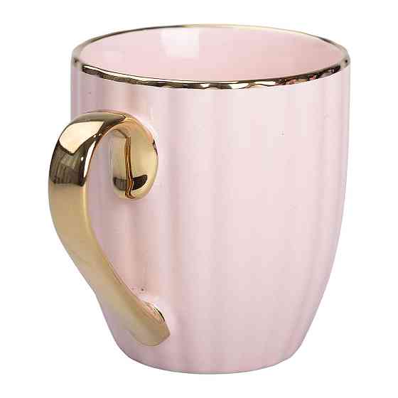 Чашка фарфоровая с золотым ободком и золотой ручкой 420 (мл) Розовая RX-N240629P Киев
