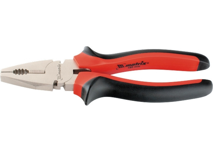 Плоскогубцы NICKEL, 200 мм, никелированные, двухкомпонентные рукоятки MATRIX Полтава - изображение 1